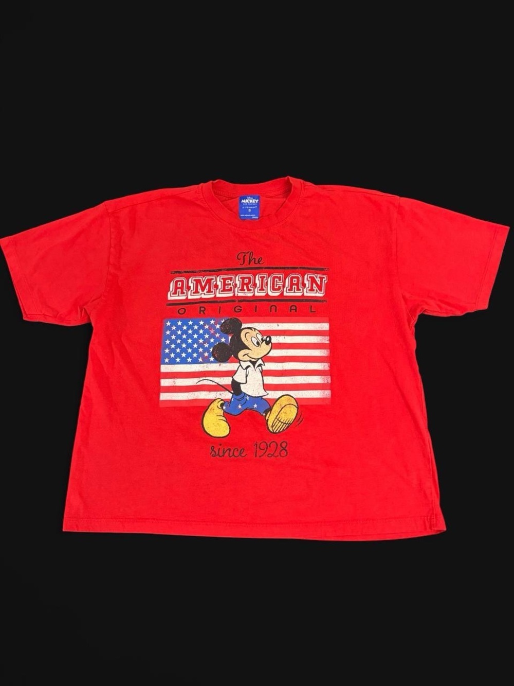 Vintage Disney Red Mickey Mouse 'American Original' Short Sleeve Tee